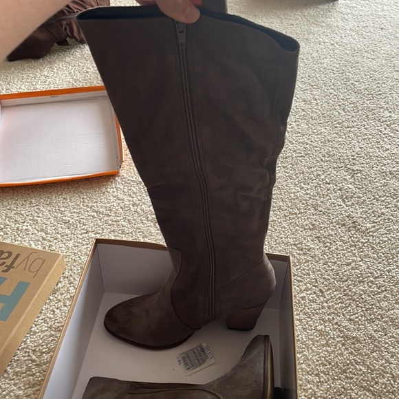 Buckle grey suede tall boot, size 8.5 med. - Picture 2 of 7